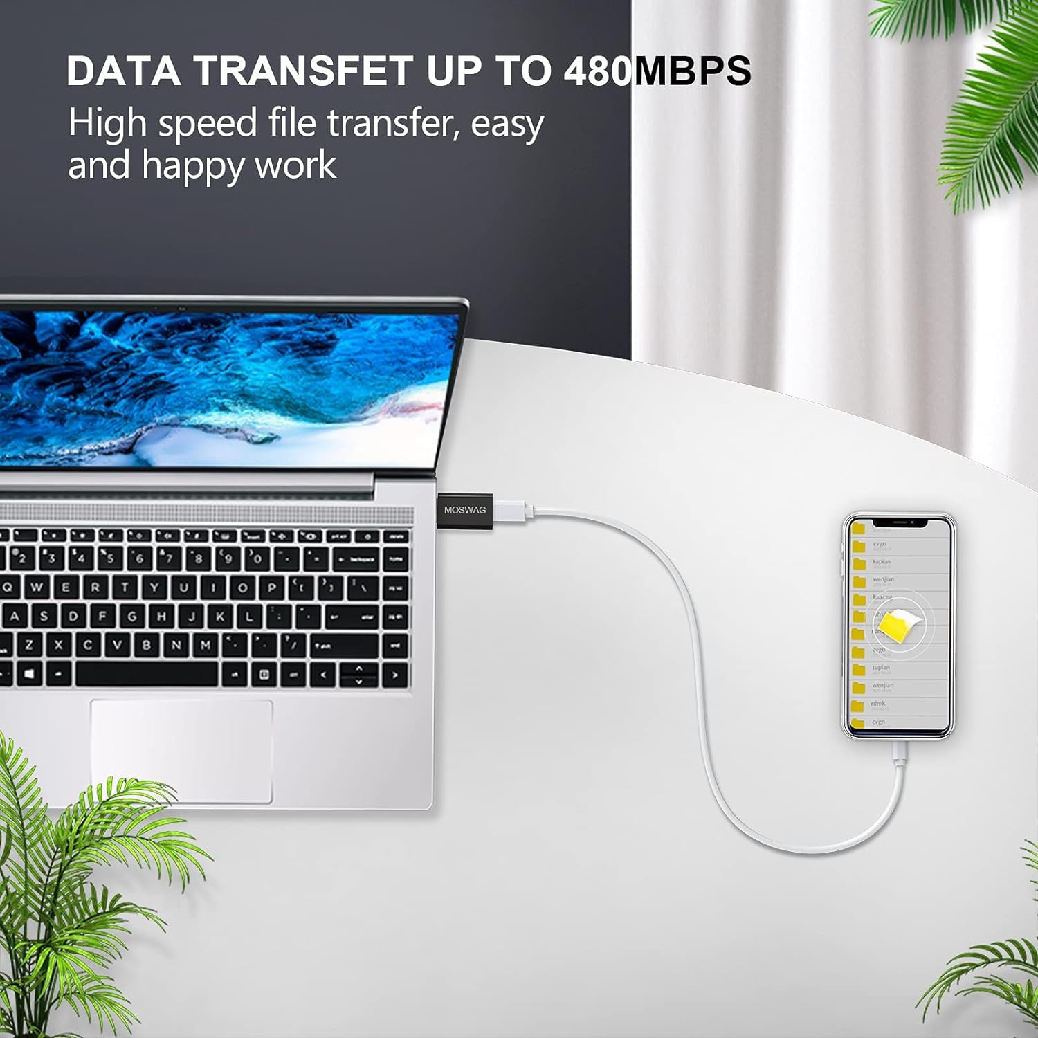 MOSWAG 3 Pack USB C to USB Adapter - Male to Female, Type-C to Type a Compatible with Apple Magsafe Charger, Mac, Laptops and Pcs
