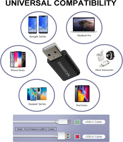 MOSWAG 3 Pack USB C to USB Adapter - Male to Female, Type-C to Type a Compatible with Apple Magsafe Charger, Mac, Laptops and Pcs